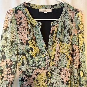 New, Loft midi dress, full buttons, open sleeves